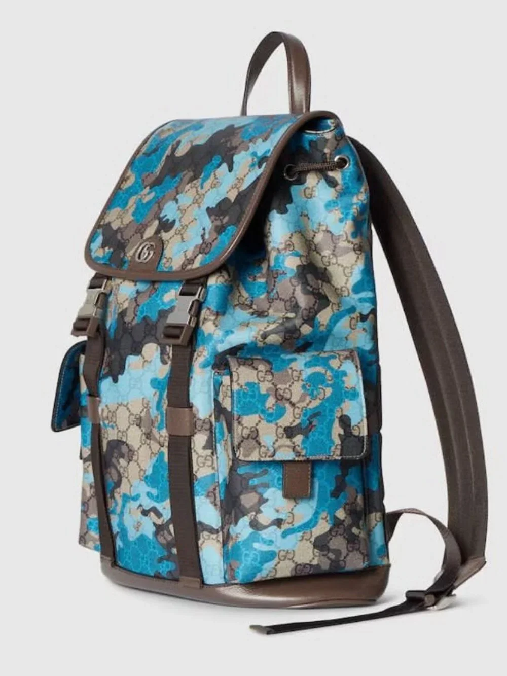 Gucci GG Monogram Camouflage Large Backpack in Blue